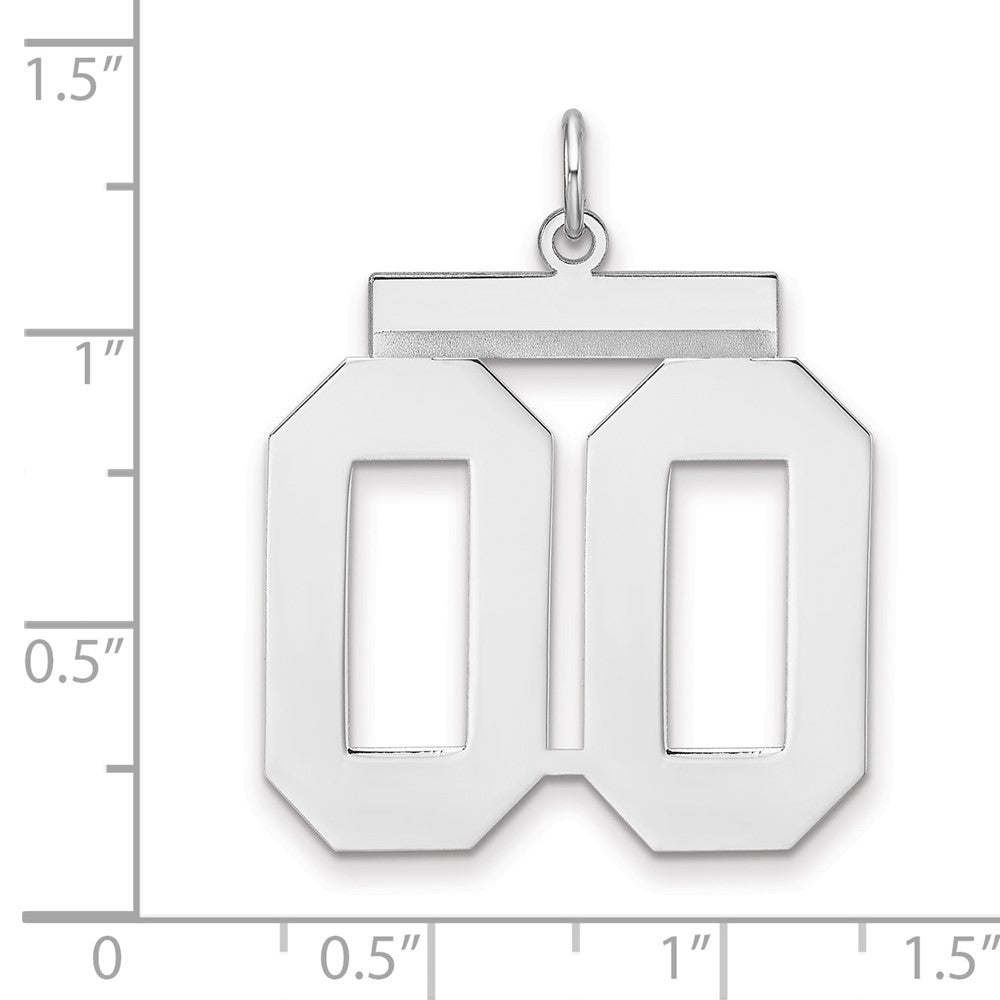 Sterling Silver/Rhodium-plated Polished Number 00 Charm