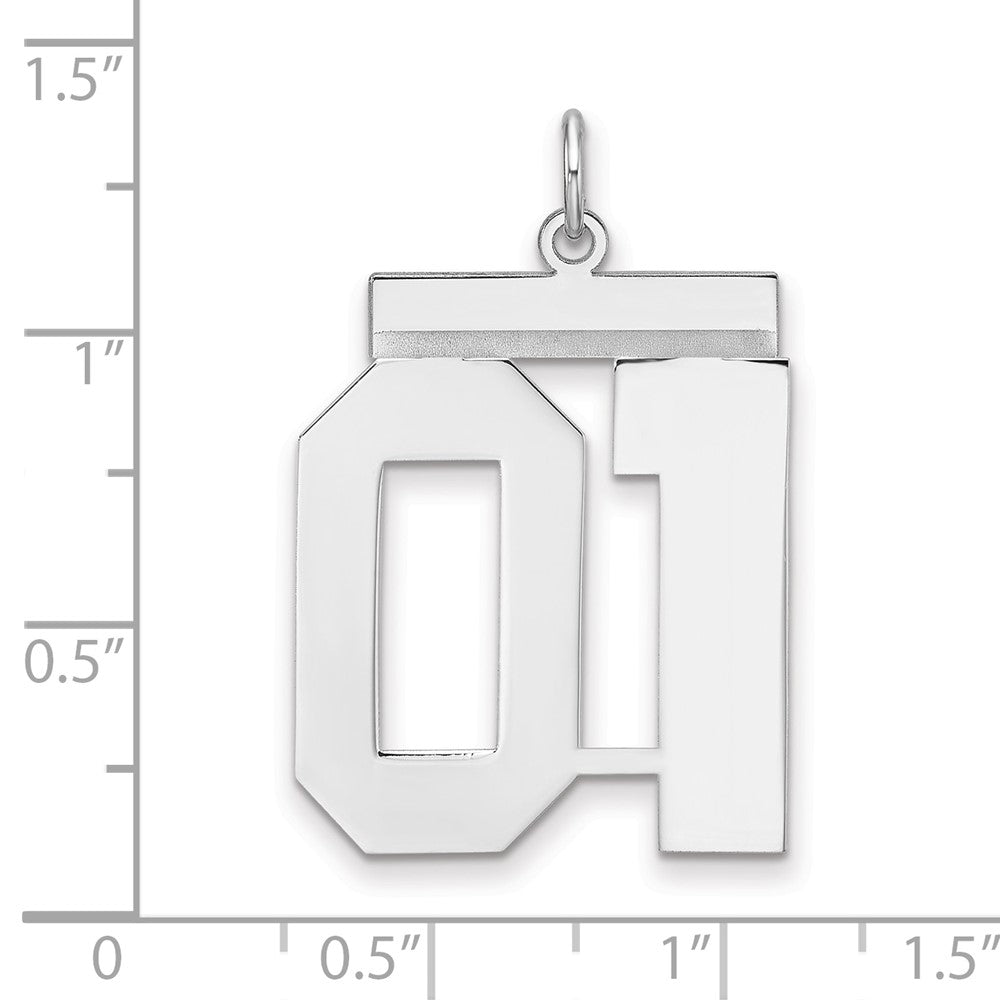 Sterling Silver/Rhodium-plated Polished Number 01 Charm