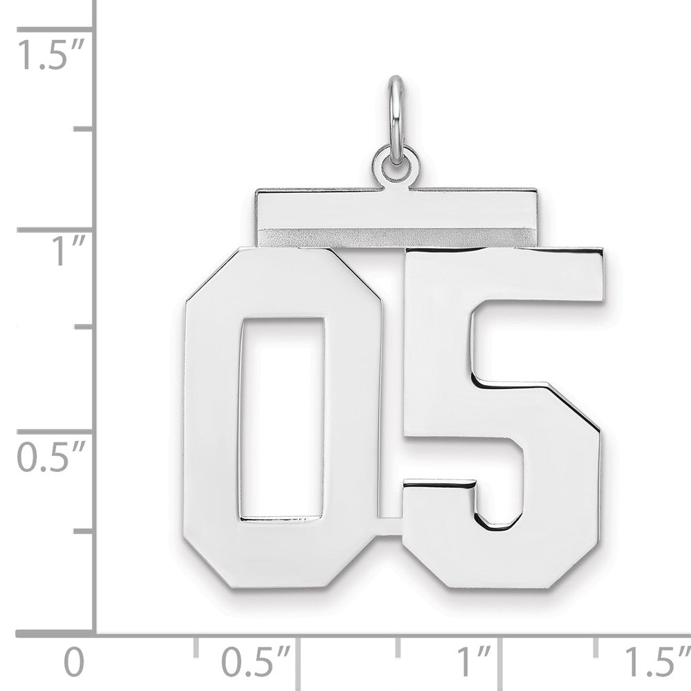 Sterling Silver/Rhodium-plated Polished Number 05 Charm