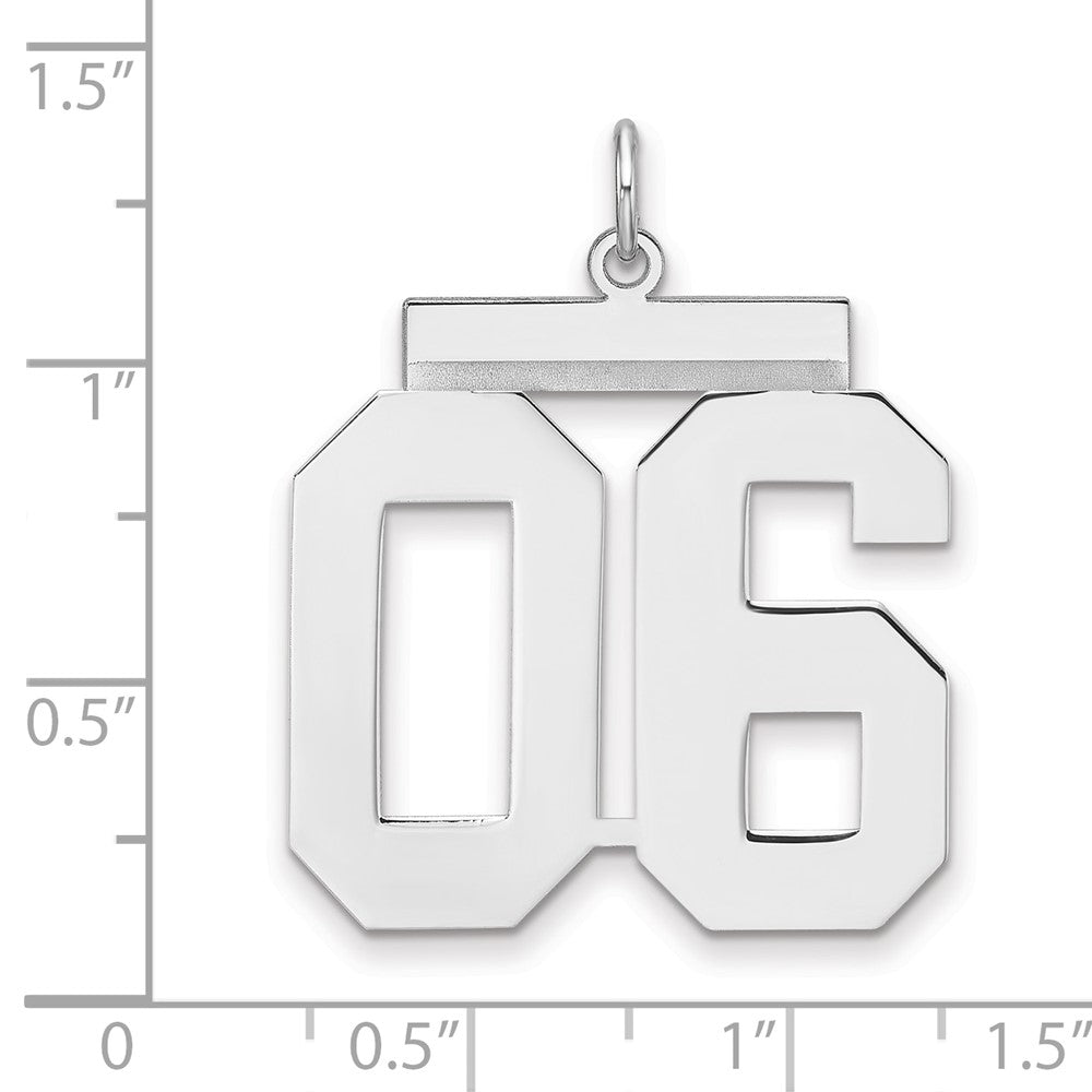 Sterling Silver/Rhodium-plated Polished Number 06 Charm