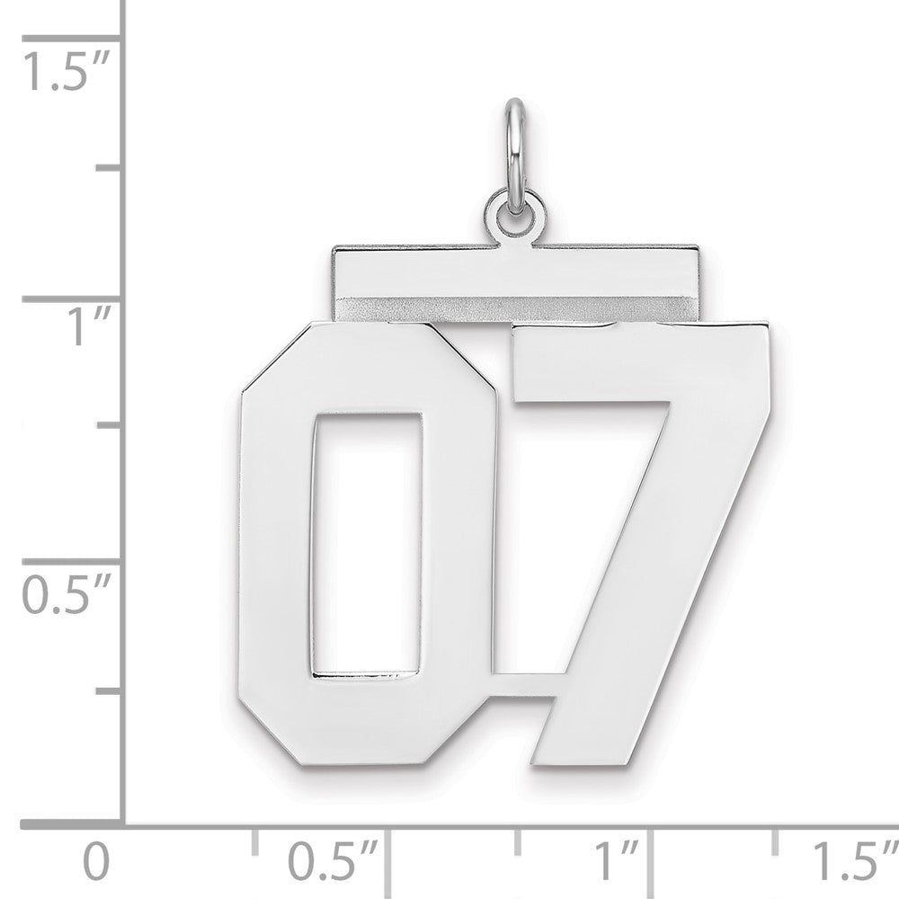 Sterling Silver/Rhodium-plated Polished Number 07 Charm