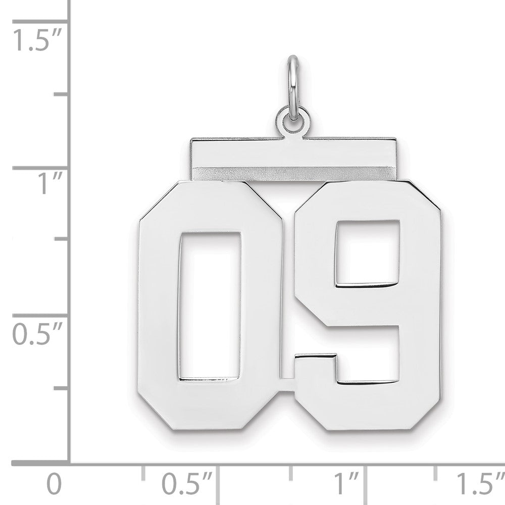 Sterling Silver/Rhodium-plated Polished Number 09 Charm