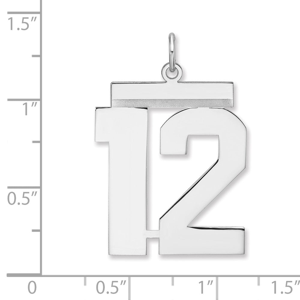 Sterling Silver/Rhodium-plated Polished Number 12 Charm