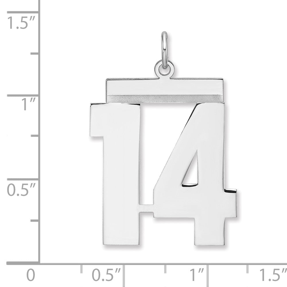 Sterling Silver/Rhodium-plated Polished Number 14 Charm
