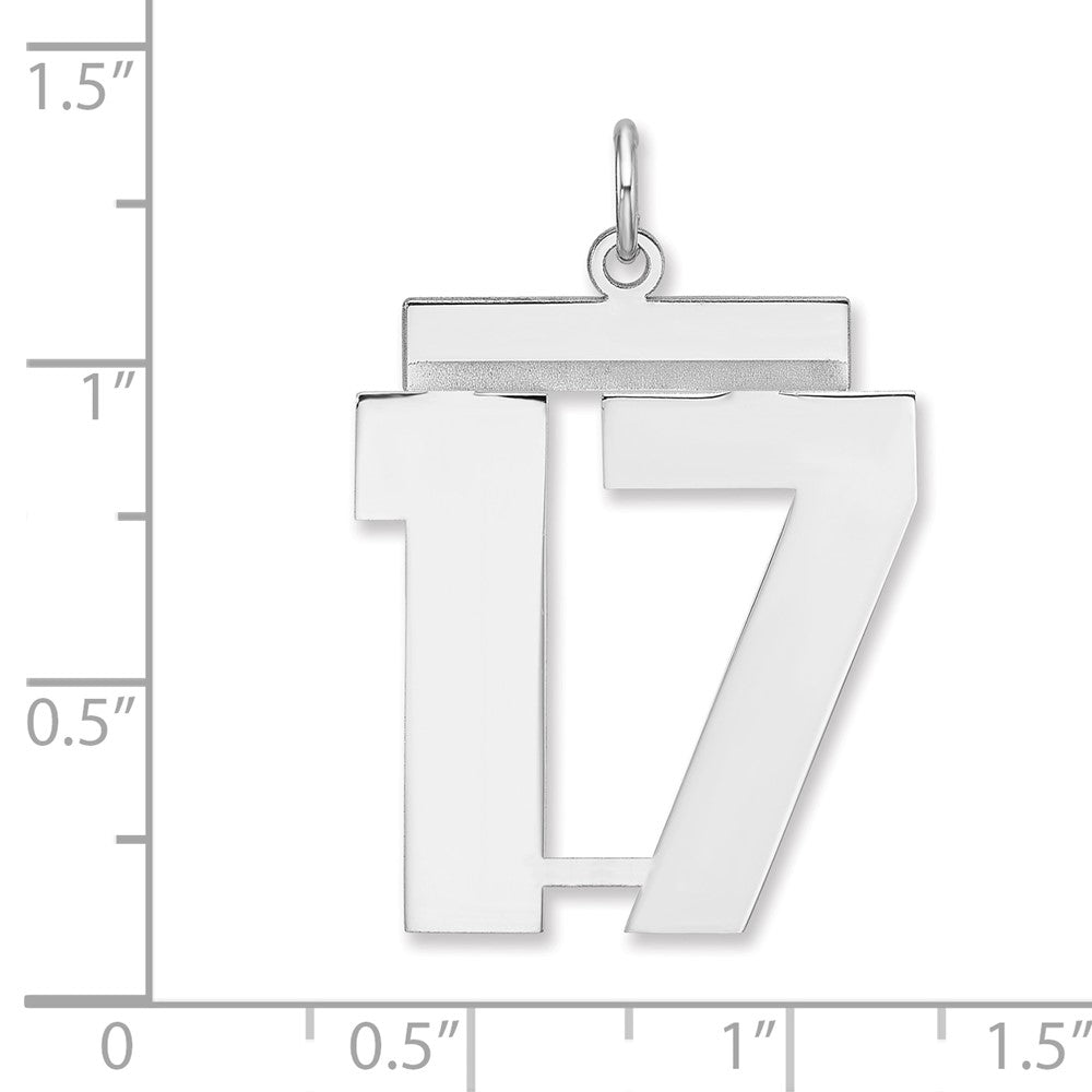 Sterling Silver/Rhodium-plated Polished Number 17 Charm