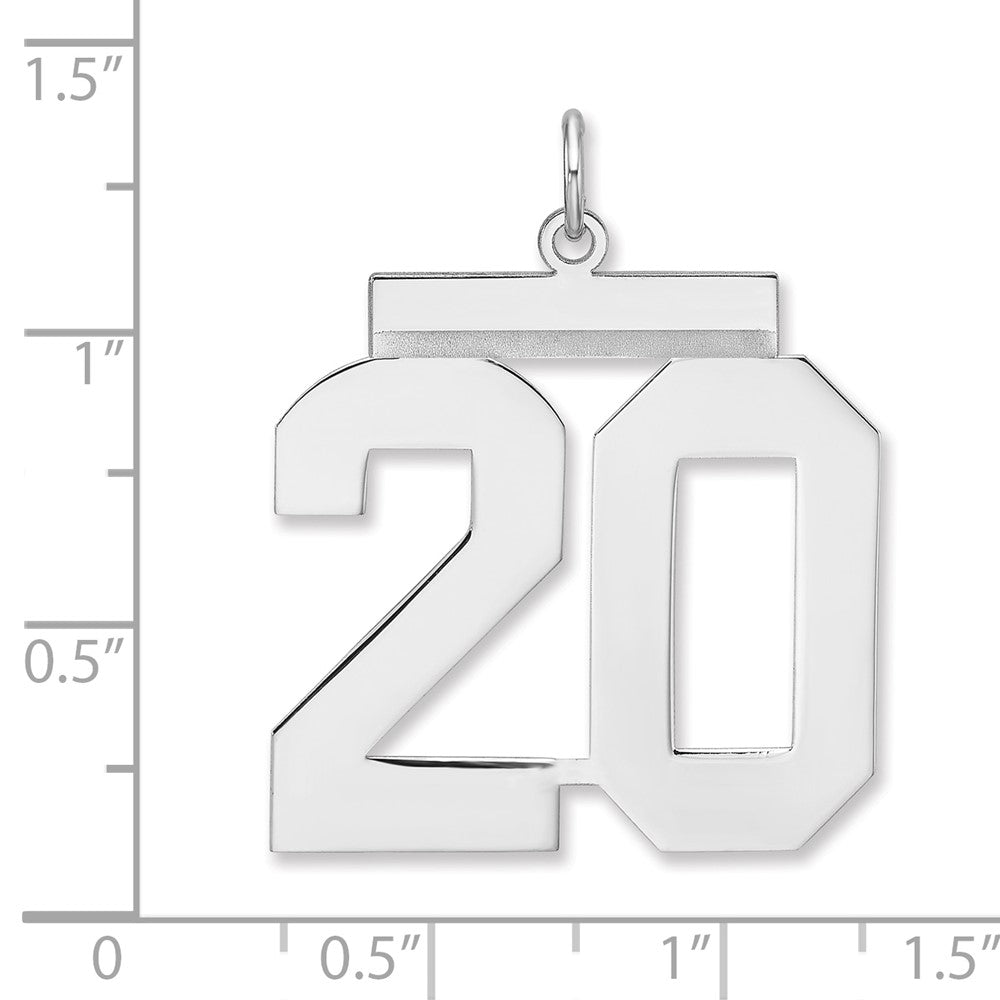 Sterling Silver/Rhodium-plated Polished Number 20 Charm