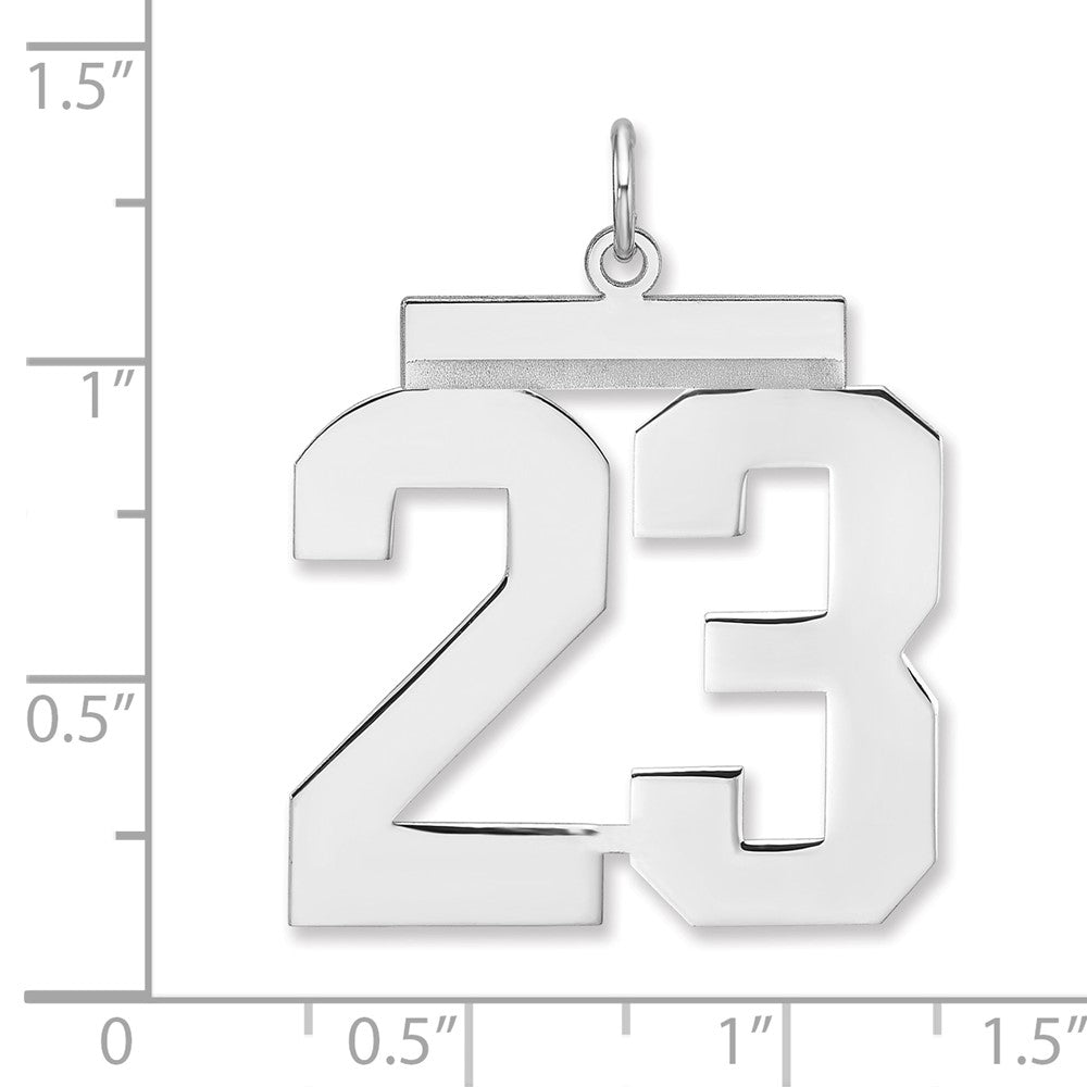 Sterling Silver/Rhodium-plated Polished Number 23 Charm