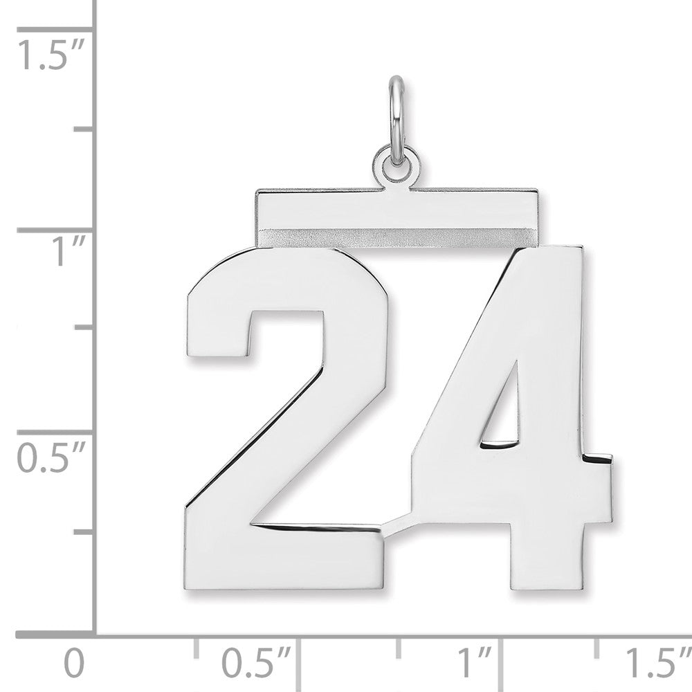 Sterling Silver/Rhodium-plated Polished Number 24 Charm