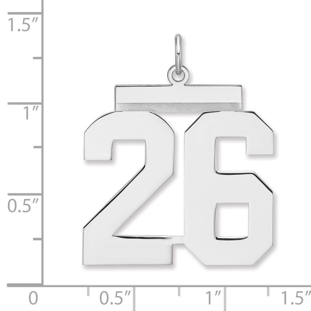 Sterling Silver/Rhodium-plated Polished Number 26 Charm