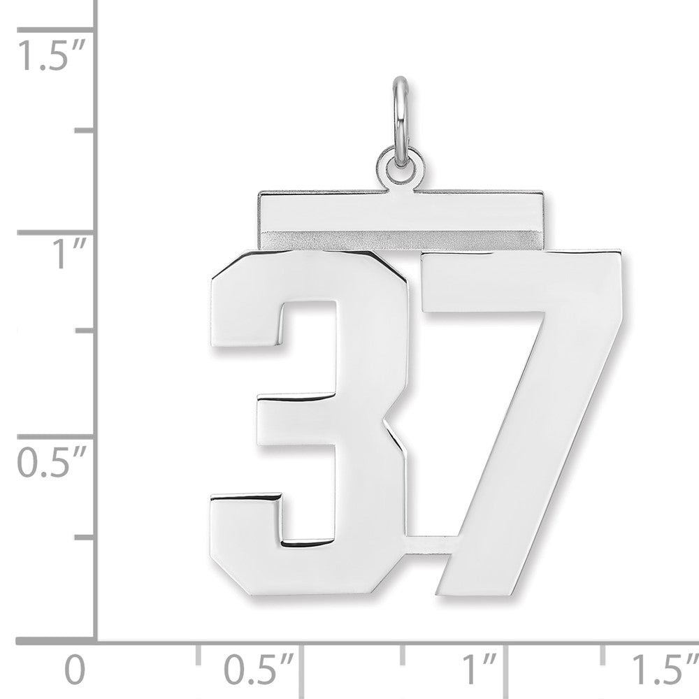Sterling Silver/Rhodium-plated Polished Number 37 Charm