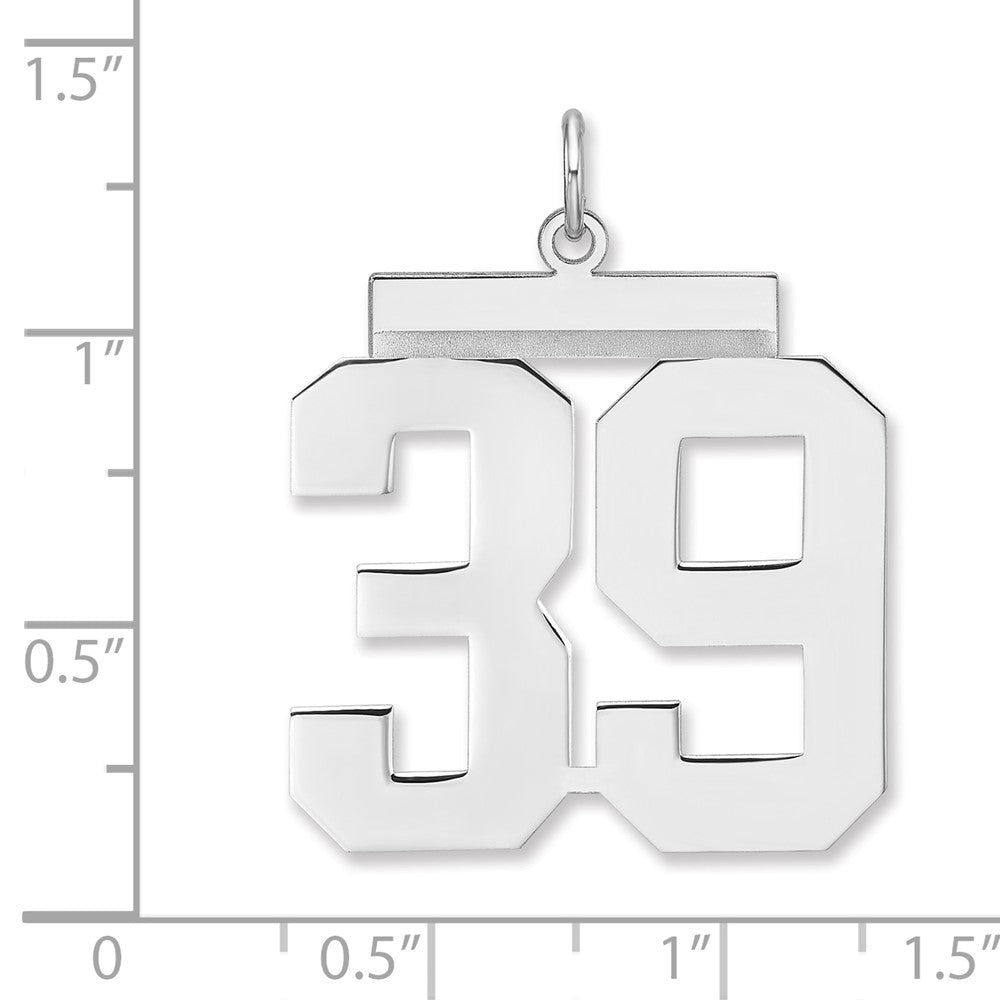 Sterling Silver/Rhodium-plated Polished Number 39 Charm