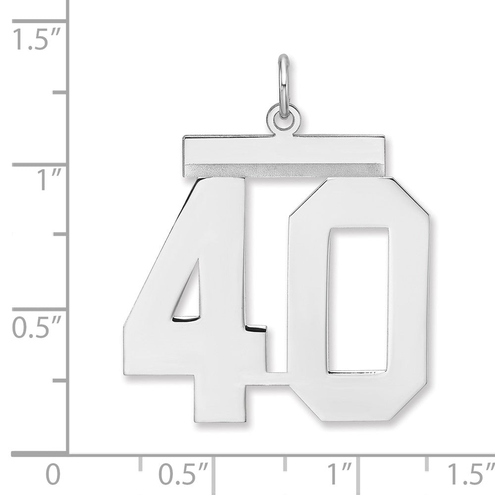 Sterling Silver/Rhodium-plated Polished Number 40 Charm