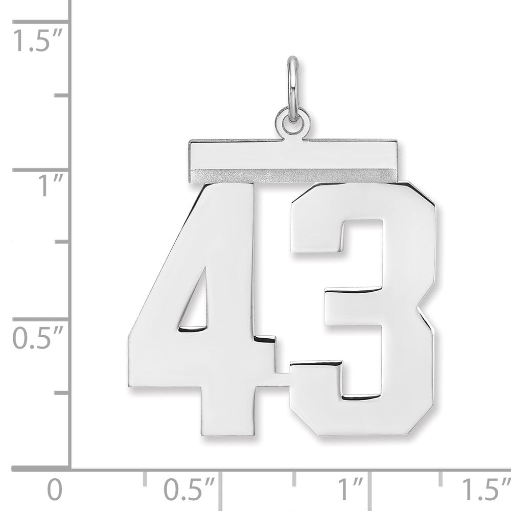 Sterling Silver/Rhodium-plated Polished Number 43 Charm