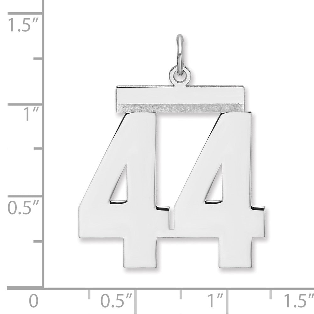 Sterling Silver/Rhodium-plated Polished Number 44 Charm
