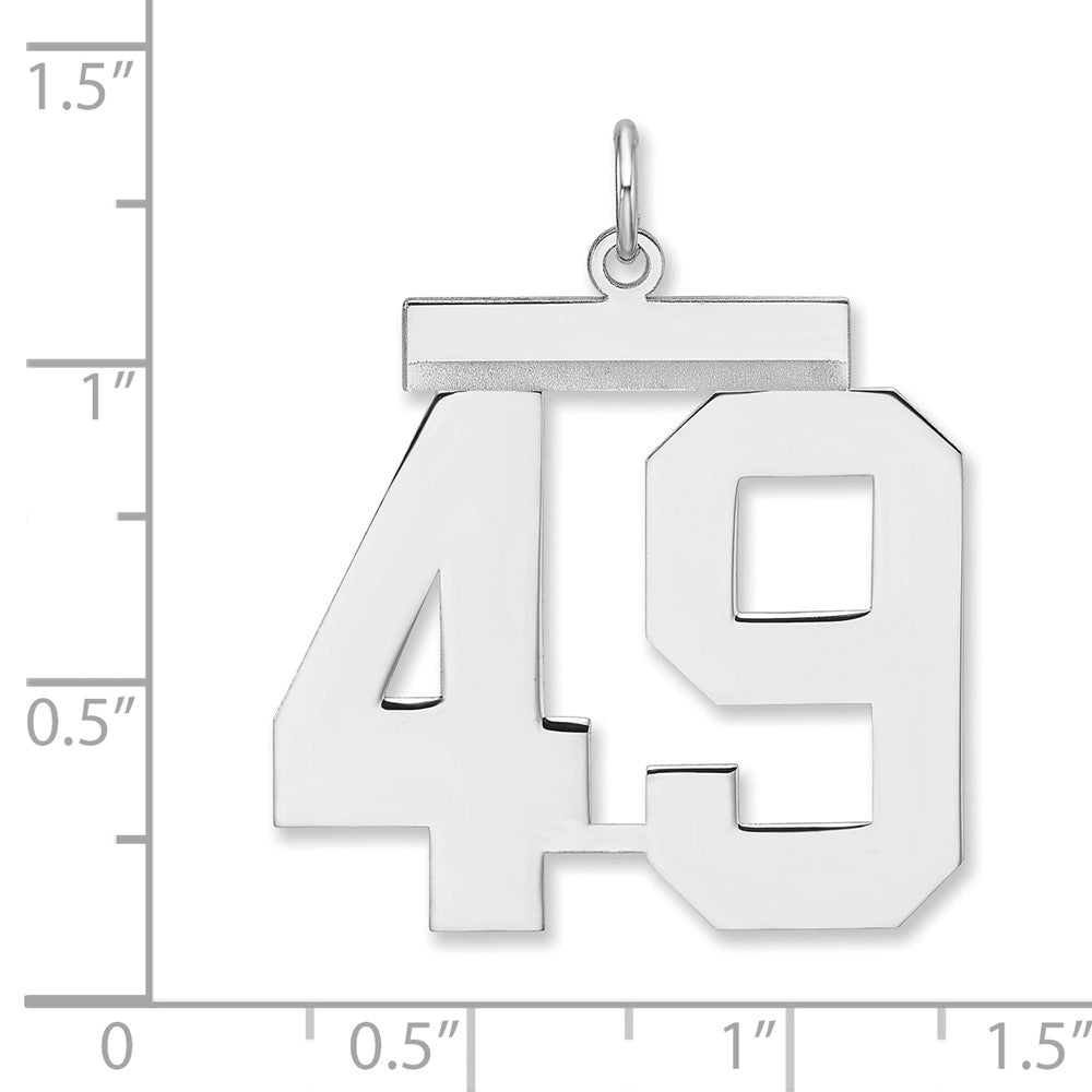 Sterling Silver/Rhodium-plated Polished Number 49 Charm