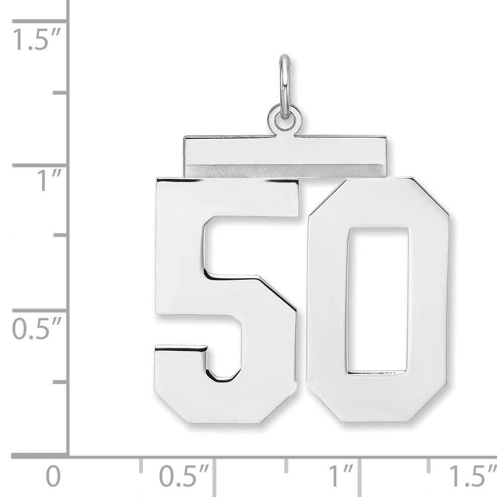 Sterling Silver/Rhodium-plated Polished Number 50 Charm