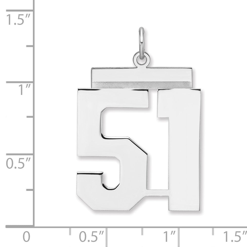 Sterling Silver/Rhodium-plated Polished Number 51 Charm