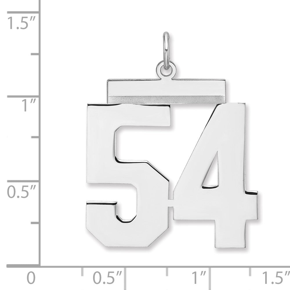 Sterling Silver/Rhodium-plated Polished Number 54 Charm