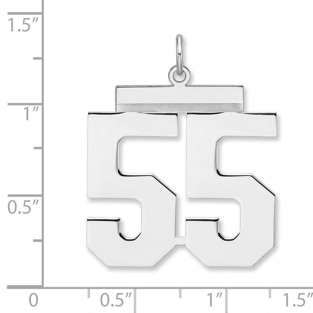 Sterling Silver/Rhodium-plated Polished Number 55 Charm