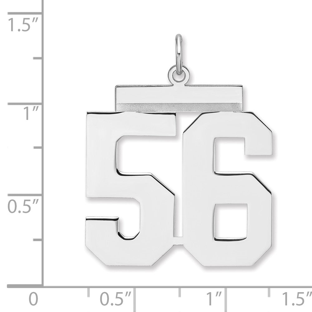 Sterling Silver/Rhodium-plated Polished Number 56 Charm