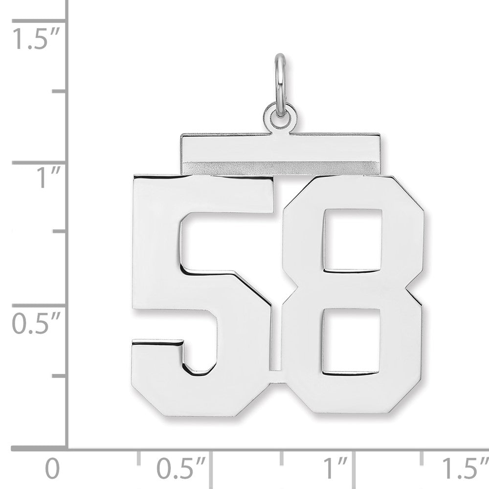 Sterling Silver/Rhodium-plated Polished Number 58 Charm