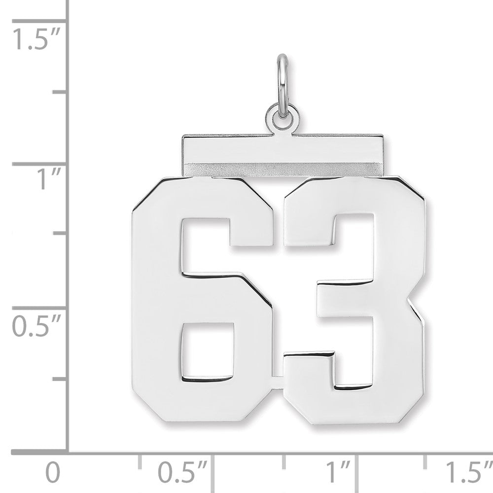 Sterling Silver/Rhodium-plated Polished Number 63 Charm