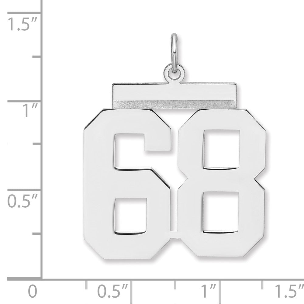 Sterling Silver/Rhodium-plated Polished Number 68 Charm
