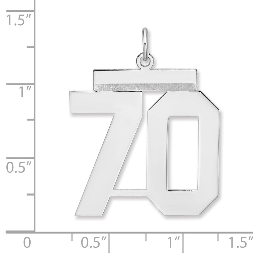Sterling Silver/Rhodium-plated Polished Number 70 Charm