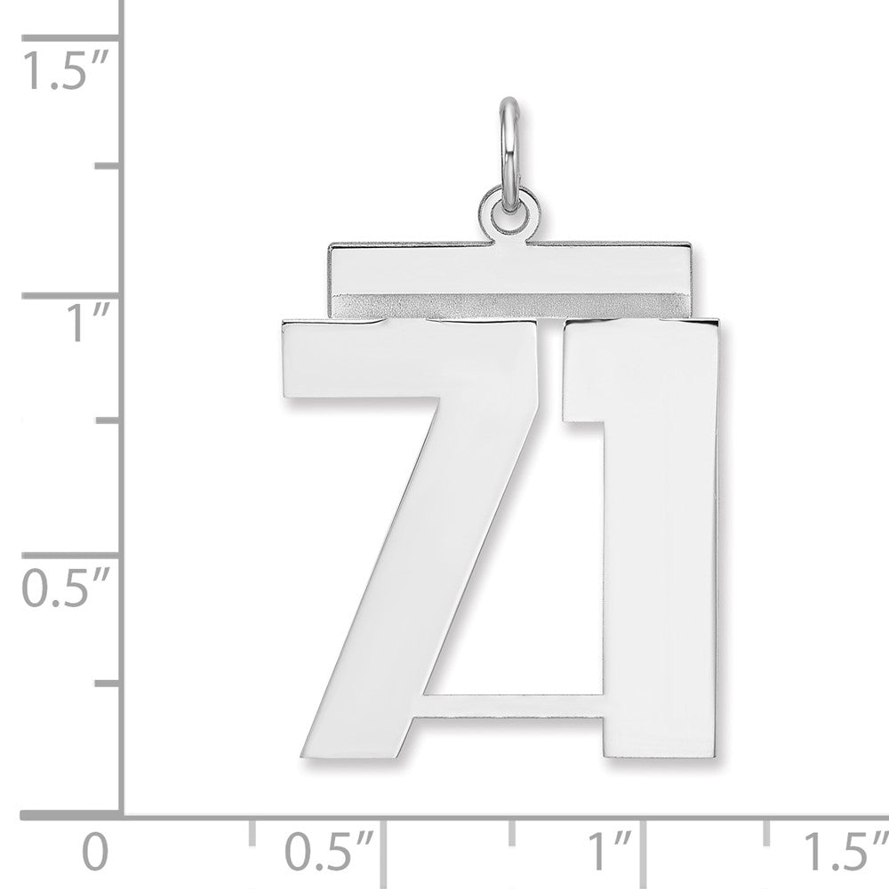 Sterling Silver/Rhodium-plated Polished Number 71 Charm