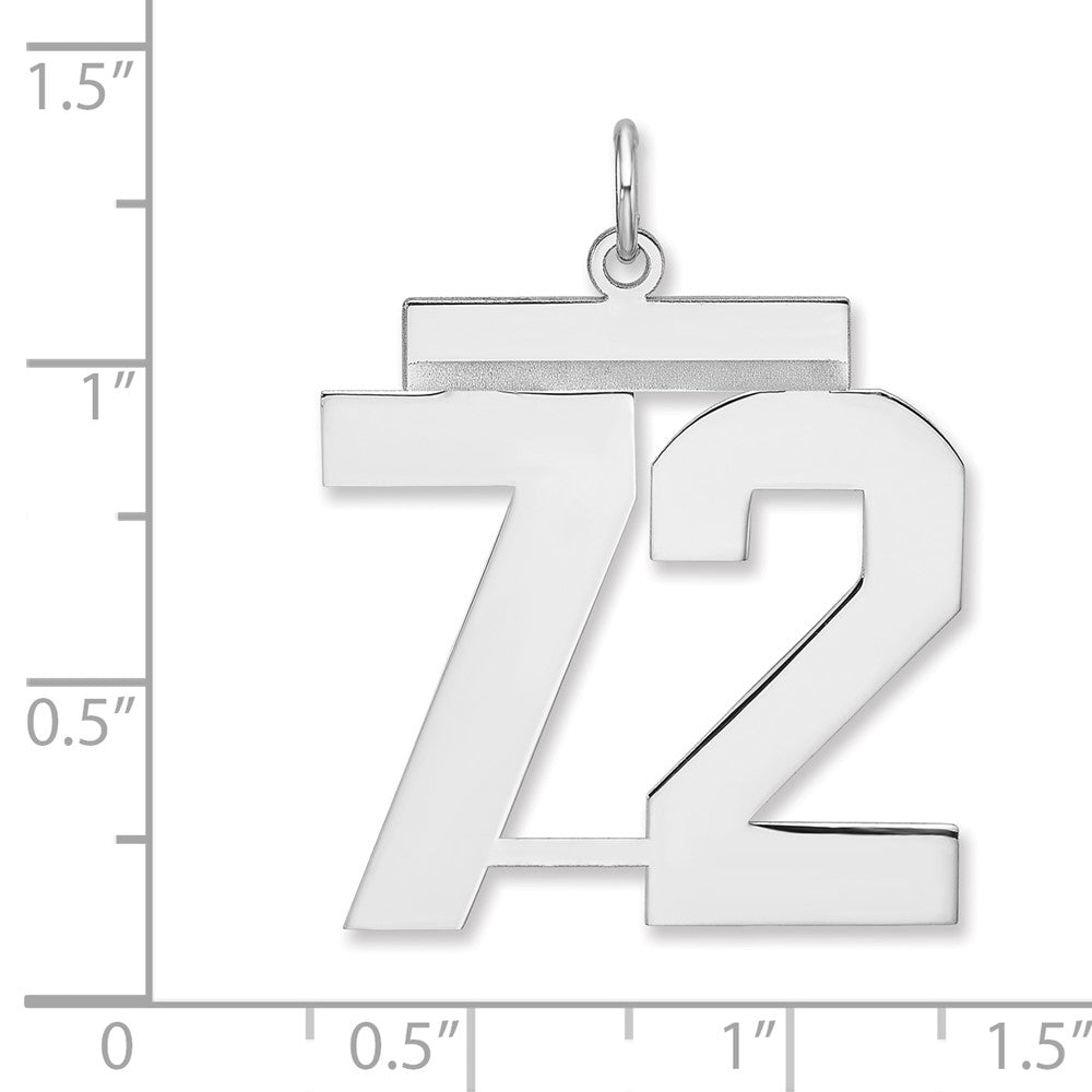 Sterling Silver/Rhodium-plated Polished Number 72 Charm