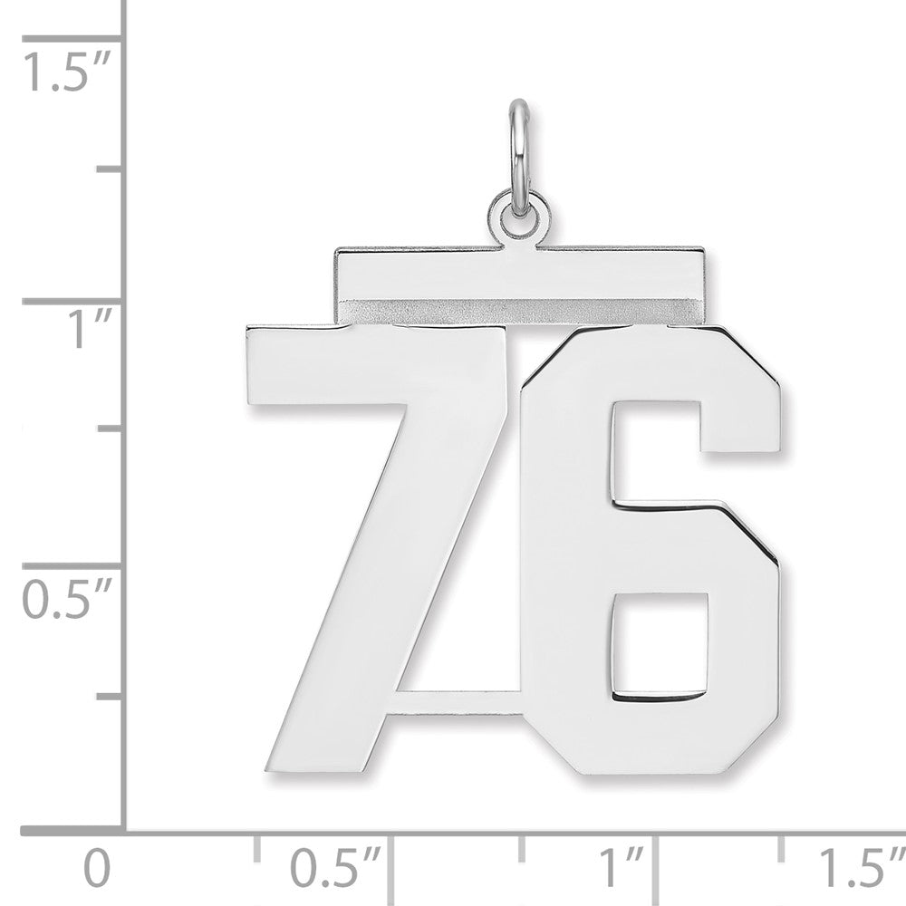 Sterling Silver/Rhodium-plated Polished Number 76 Charm