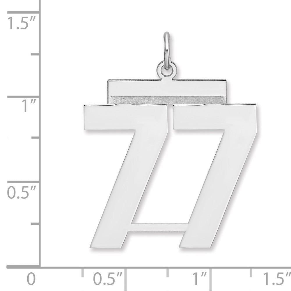 Sterling Silver/Rhodium-plated Polished Number 77 Charm