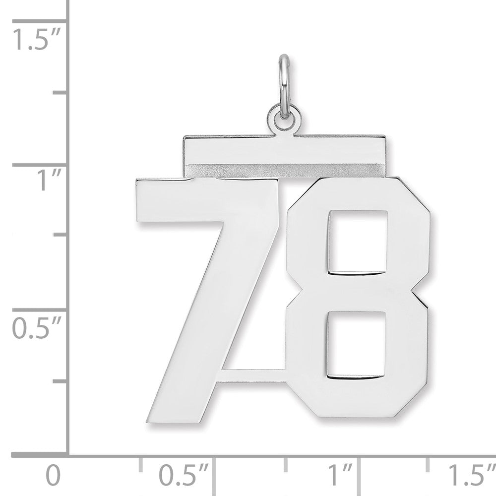 Sterling Silver/Rhodium-plated Polished Number 78 Charm