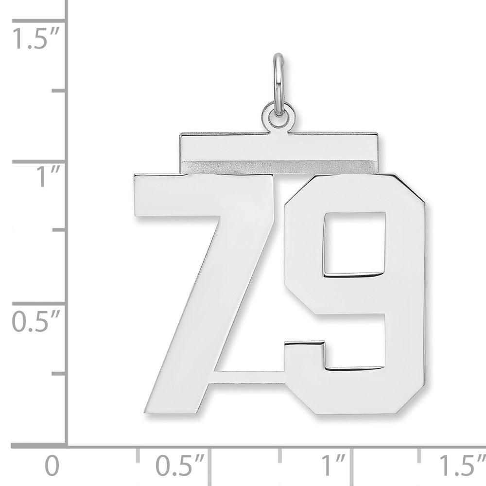 Sterling Silver/Rhodium-plated Polished Number 79 Charm