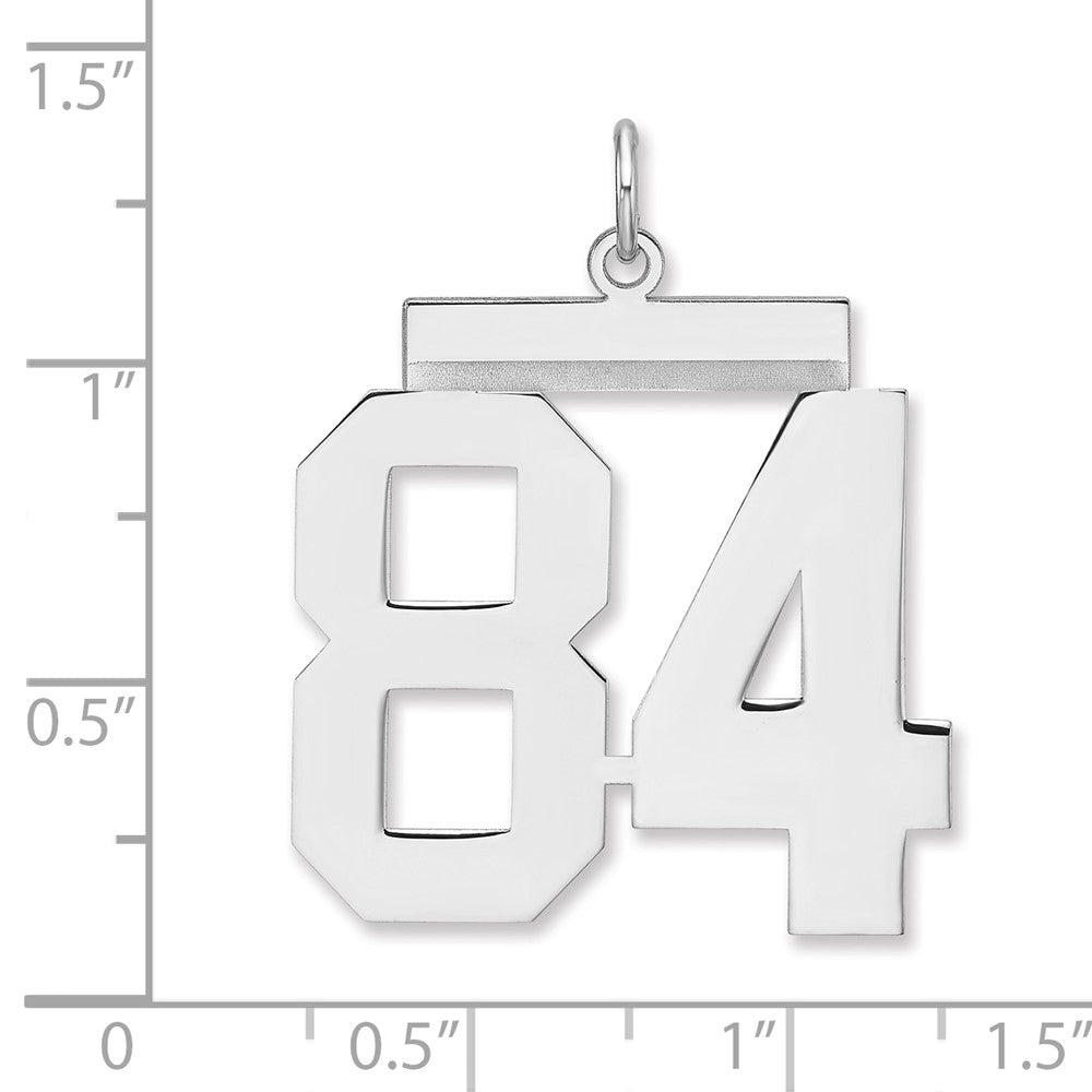 Sterling Silver/Rhodium-plated Polished Number 84 Charm