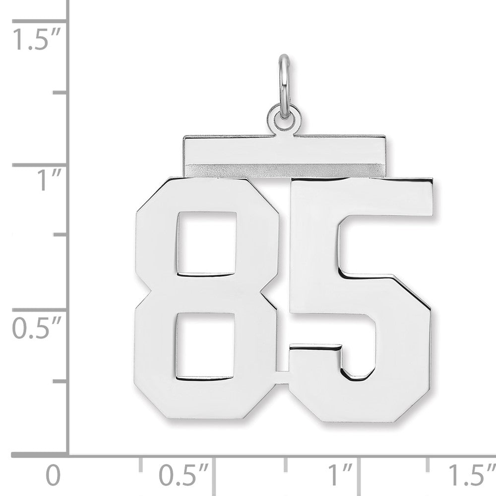 Sterling Silver/Rhodium-plated Polished Number 85 Charm
