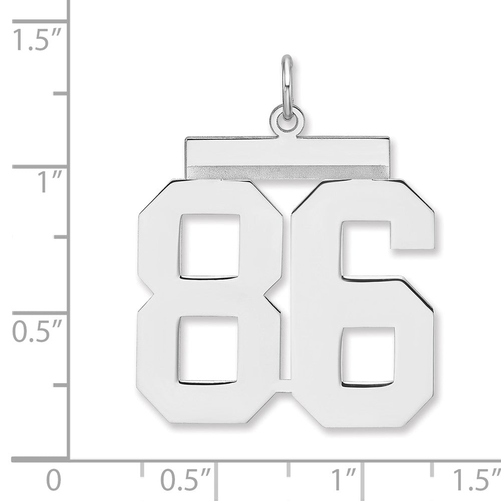 Sterling Silver/Rhodium-plated Polished Number 86 Charm