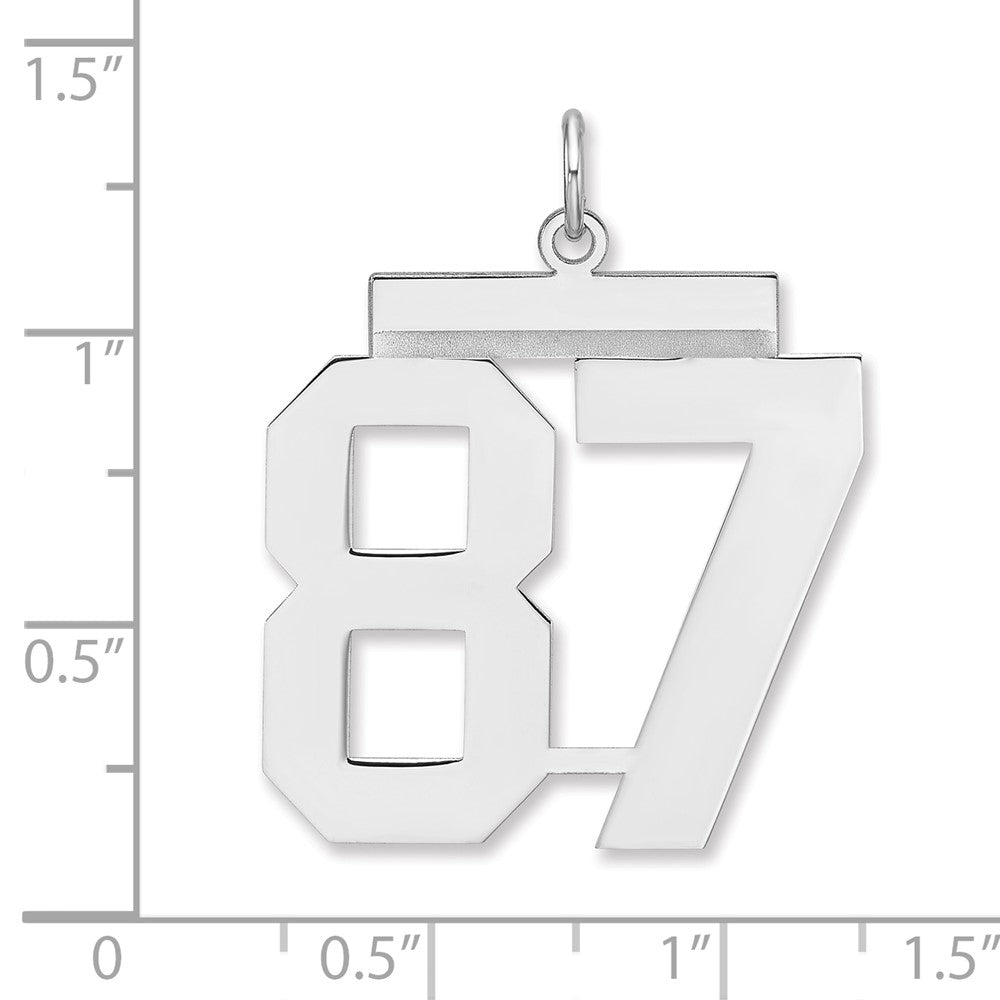 Sterling Silver/Rhodium-plated Polished Number 87 Charm