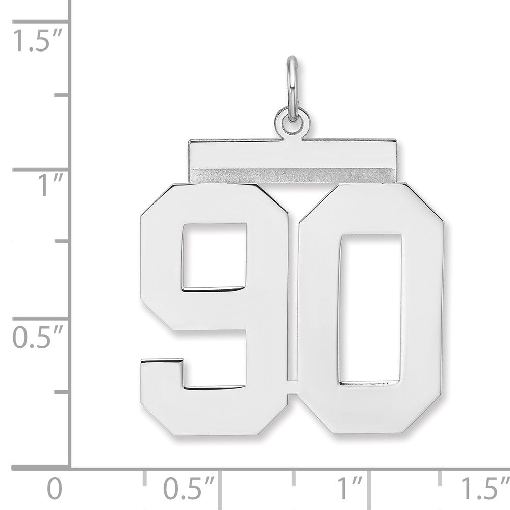 Sterling Silver/Rhodium-plated Polished Number 90 Charm