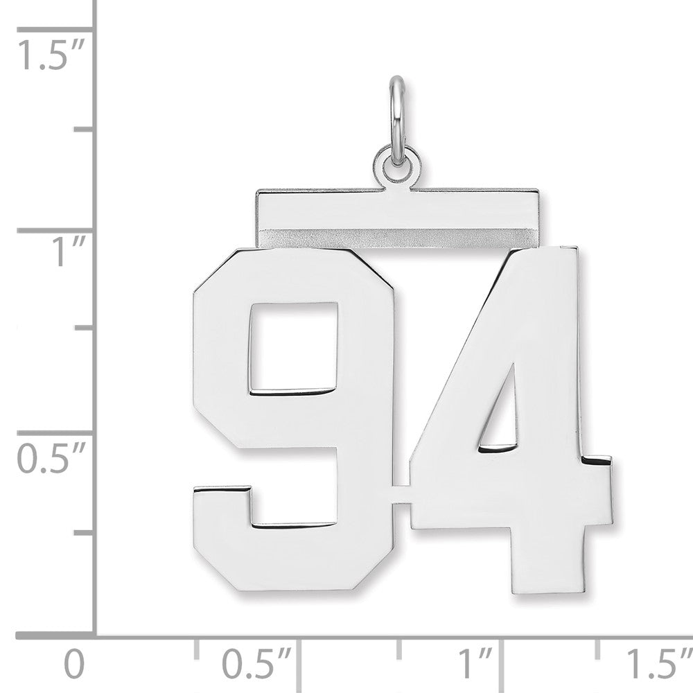 Sterling Silver/Rhodium-plated Polished Number 94 Charm