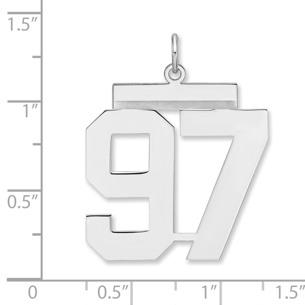 Sterling Silver/Rhodium-plated Polished Number 97 Charm