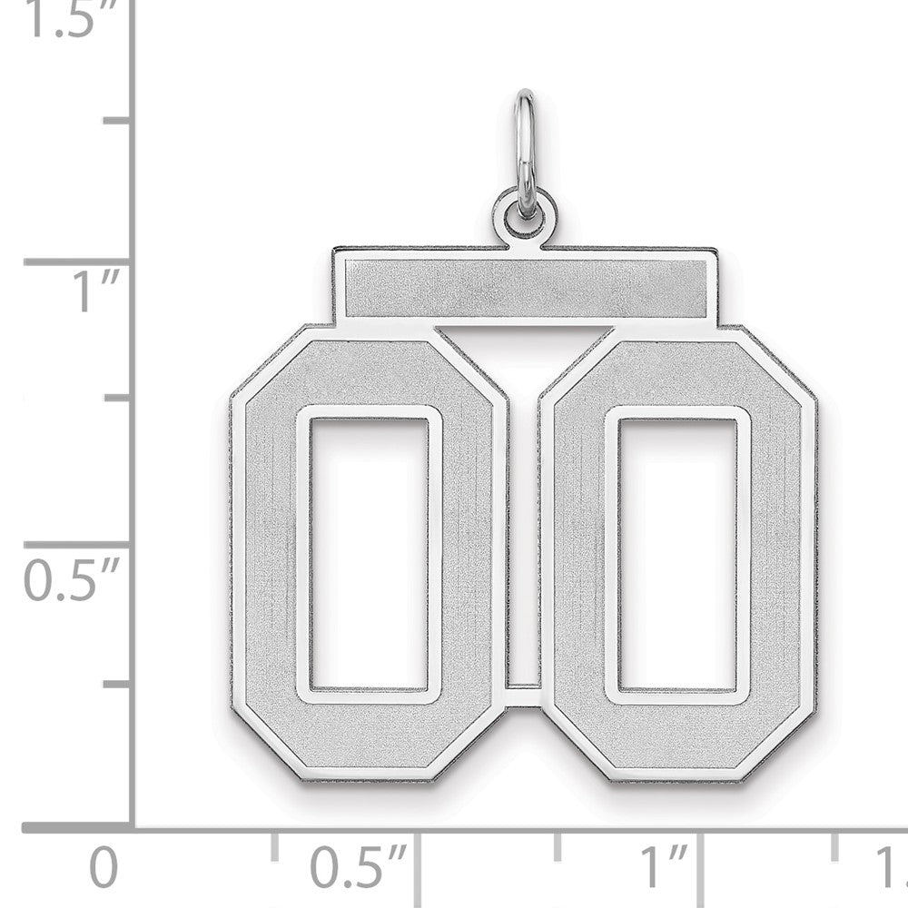 Sterling Silver/Rhodium-plated Satin Number 00 Charm
