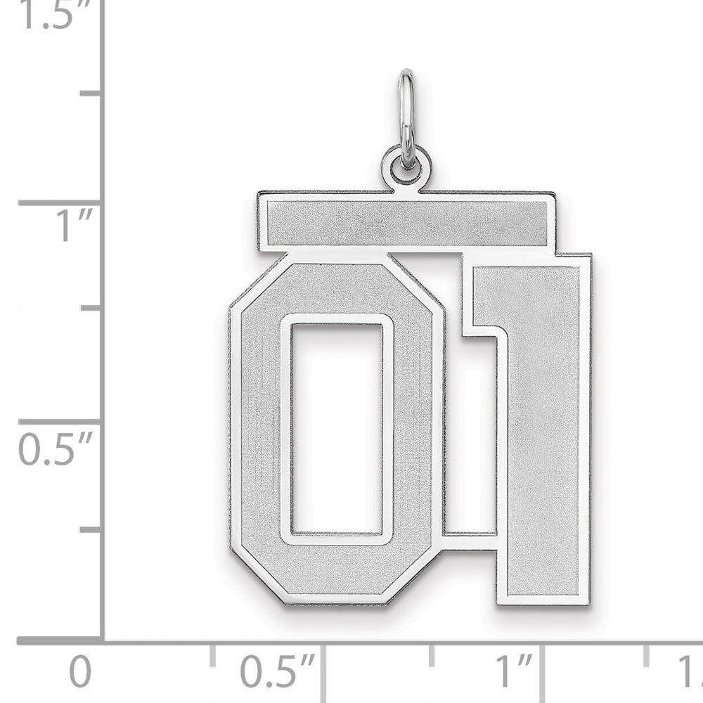 Sterling Silver/Rhodium-plated Satin Number 01 Charm