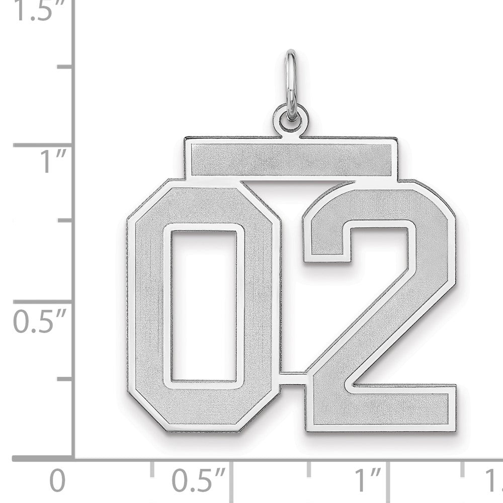 Sterling Silver/Rhodium-plated Satin Number 02 Charm