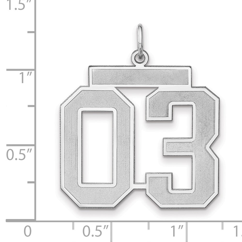 Sterling Silver/Rhodium-plated Satin Number 03 Charm