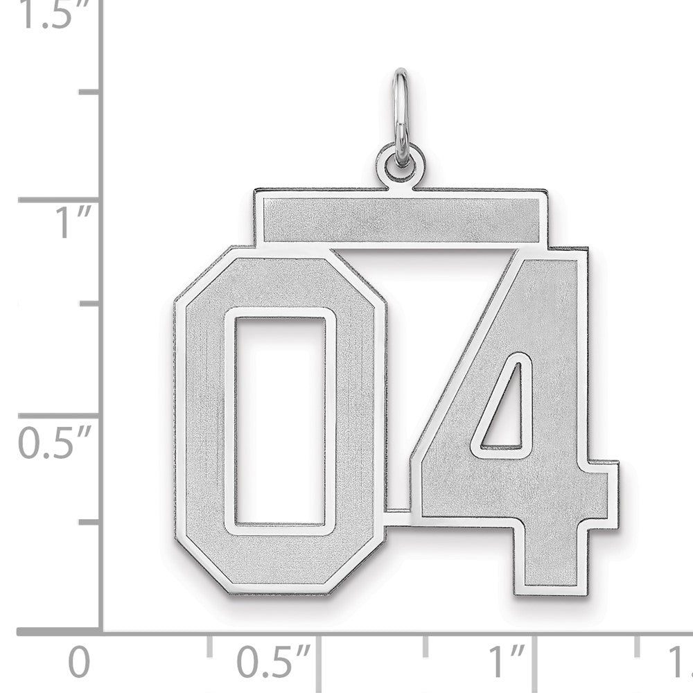 Sterling Silver/Rhodium-plated Satin Number 04 Charm