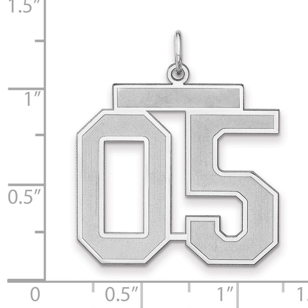 Sterling Silver/Rhodium-plated Satin Number 05 Charm