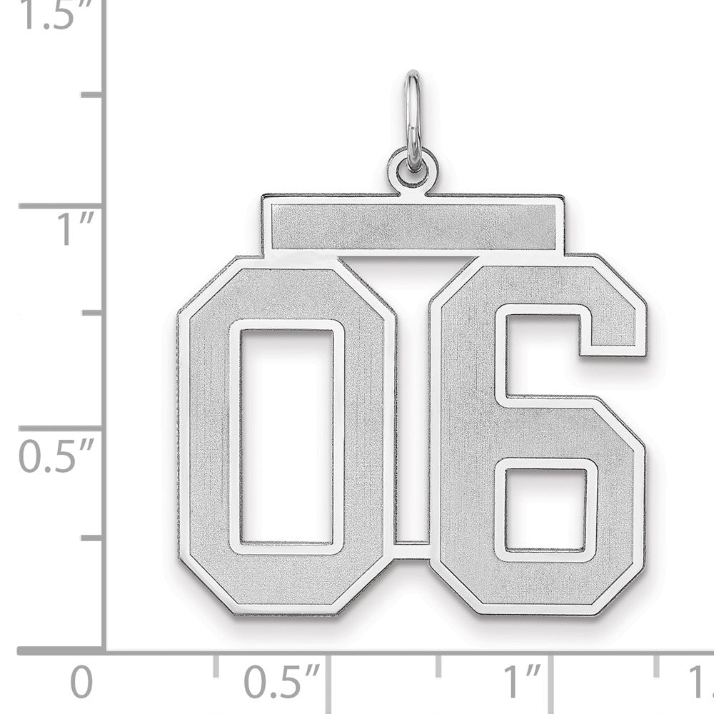 Sterling Silver/Rhodium-plated Satin Number 06 Charm
