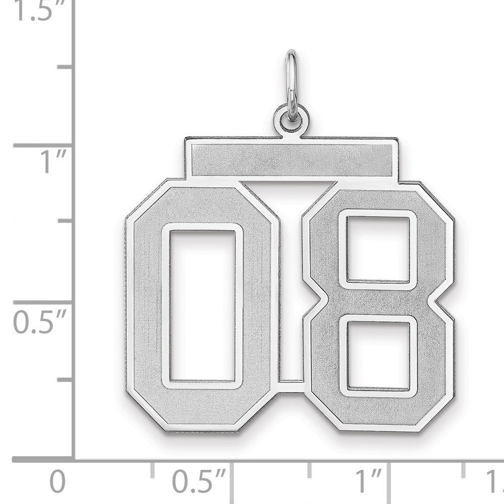 Sterling Silver/Rhodium-plated Satin Number 08 Charm