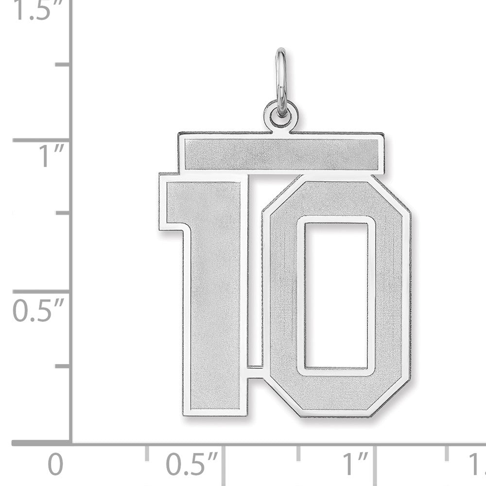Sterling Silver/Rhodium-plated Satin Number 10 Charm